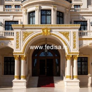 Hotel Elevation Design with Modern Window Style No-6164