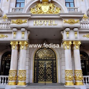 Elegant Hotel Exterior Design with Glass Panels No-6179