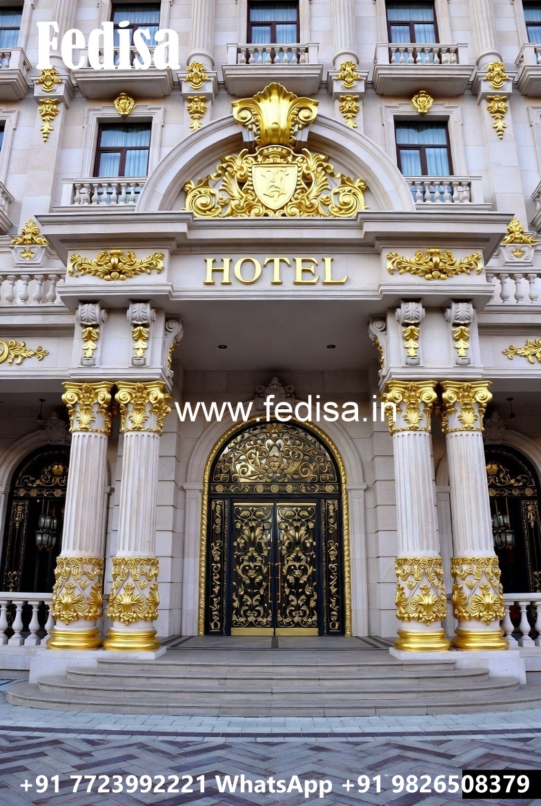Elegant Hotel Exterior Design with Glass Panels No-6179