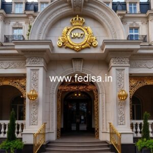 Modern Hotel Exterior Elevation with Luxury Appeal No-6411