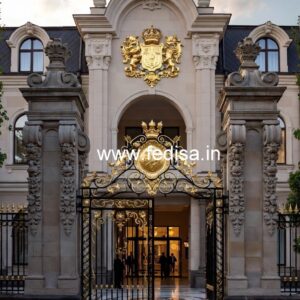 Hotel Entrance Gate Design with Elegant Landscaping No-6682