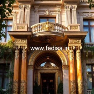 Hotel Elevation Design with Glass and Lighting No-6711