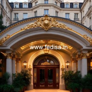 Hotel Building Elevation Design with Modern Appeal No-6739
