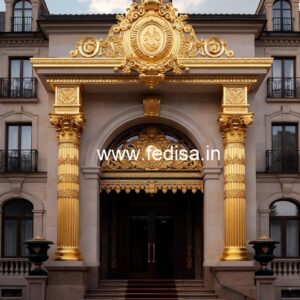 Hotel Front Elevation Design with Decorative Lighting No-6761