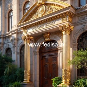 Elegant Hotel Exterior Design with Glass Panels No-6779