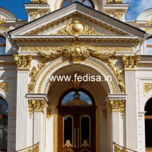 Hotel Entrance Gate Design with Brass and Glass Finish No-7210
