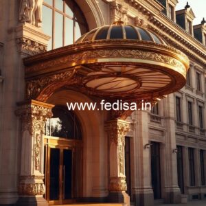 Elegant Hotel Gate Design with Brass Detailing No-7286