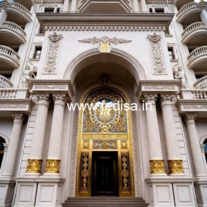 Hotel Elevation Design with Decorative Facade Panels No-7343