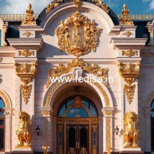 Stylish Hotel Exterior Elevation with Glass Finish No-7348
