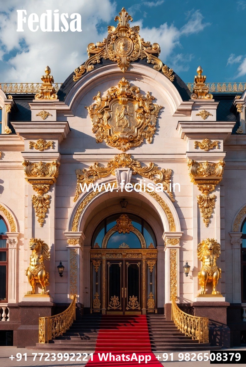 Stylish Hotel Exterior Elevation with Glass Finish No-7348