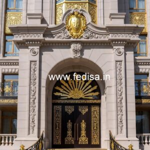 Hotel Elevation Design with Stone Cladding Style No-7354