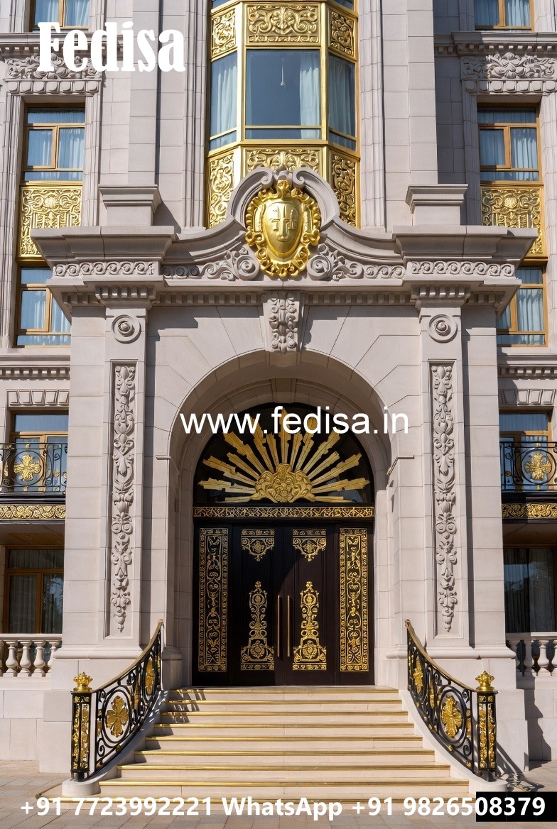 Hotel Elevation Design with Stone Cladding Style No-7354