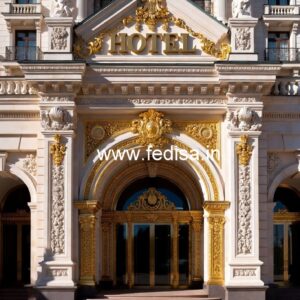 Elegant Hotel Exterior Design with Glass Panels No-7379