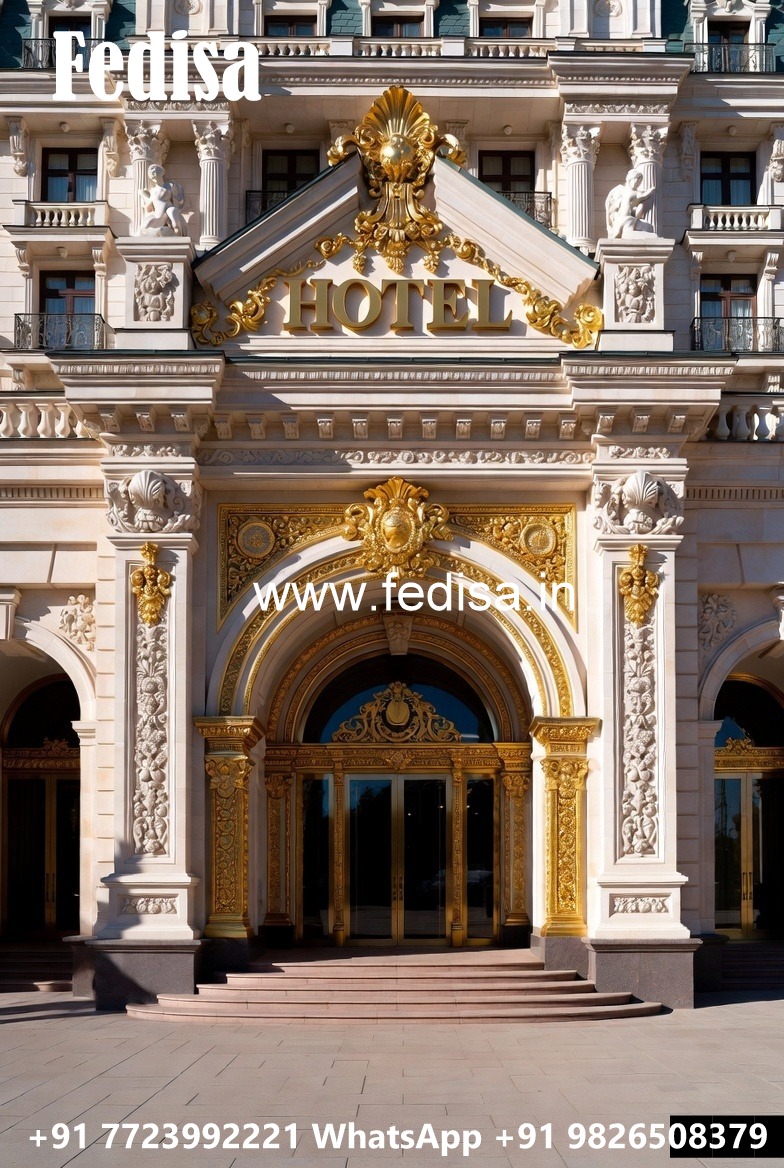 Elegant Hotel Exterior Design with Glass Panels No-7379