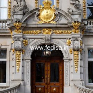 Hotel Elevation Design with Decorative Architectural Lines No-7391