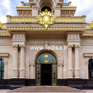 Hotel Entrance Gate Design with Marble and Brass No-7828