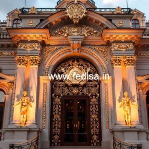 Hotel Entrance Gate Design with Elegant Landscaping No-7882