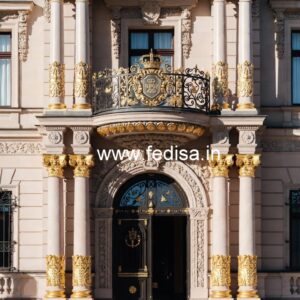 Hotel Front Elevation Design with Decorative Lighting No-7961