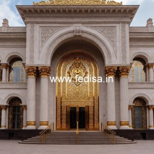 Hotel Front Elevation Design with Marble Texture No-7987