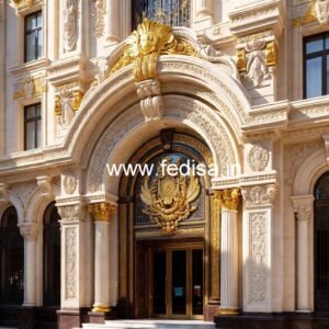 Luxury Hotel Front Elevation with Artistic Appeal No-8377