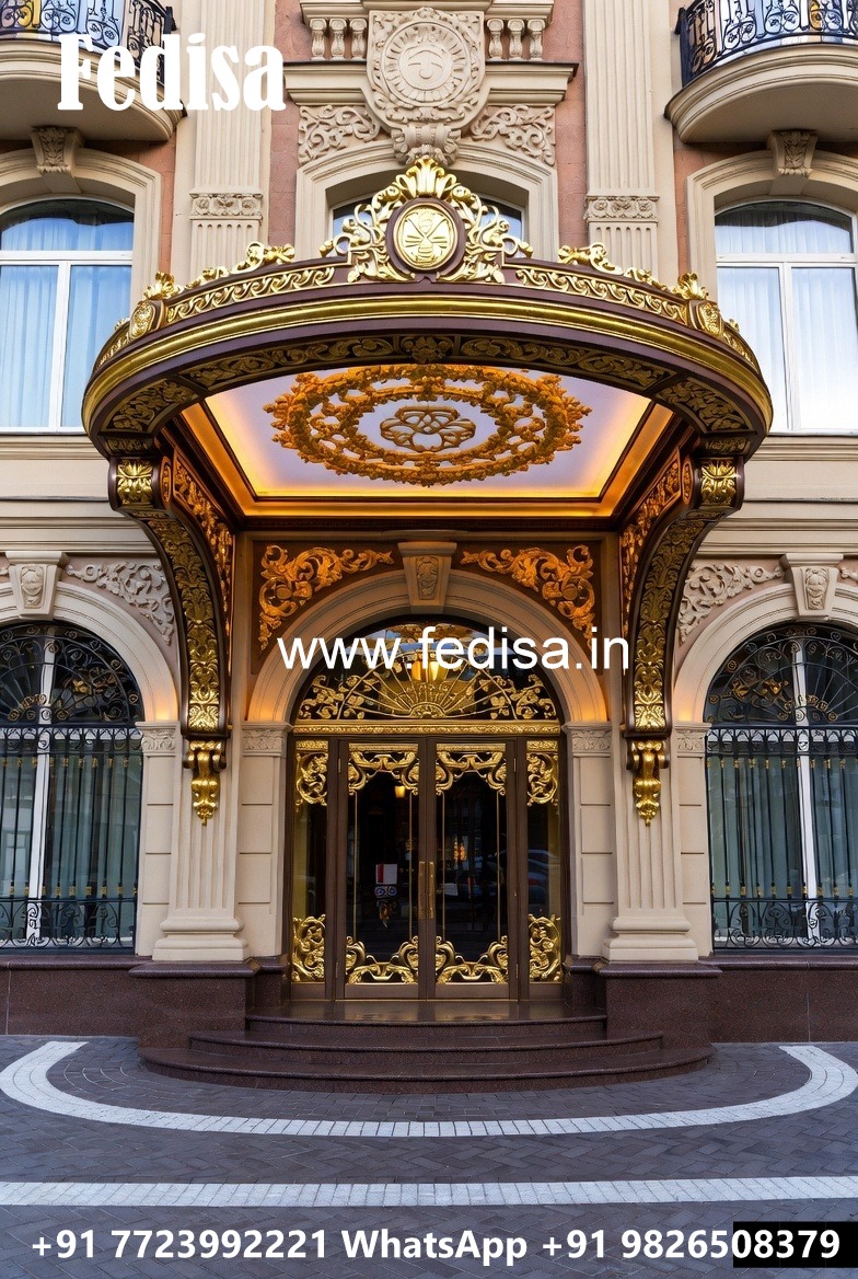 Hotel Entrance Gate Design with Brass and Glass Finish No-8410