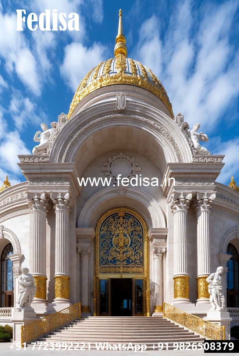 Hotel Entrance Gate Design with Marble and Brass No-8428