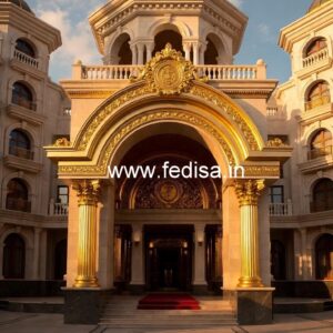 Hotel Exterior Elevation Design with Contemporary Appeal No-8515