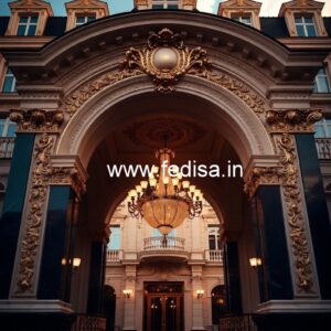 Modern Hotel Elevation Design with Marble Finish No-8534