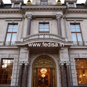 Hotel Elevation Design with Stone Cladding Style No-8554