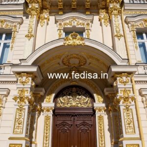 Hotel Elevation Design with Decorative Architectural Lines No-8591