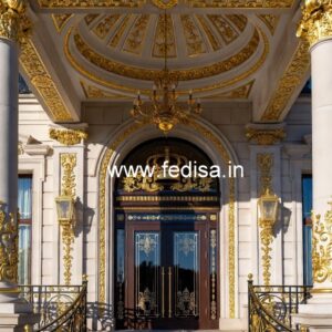 Luxury Hotel Front View with Elegant Lighting No-8950