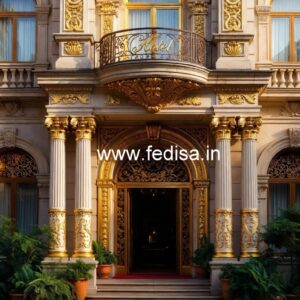 Hotel Elevation Design with Contemporary Glass Facade No-9125