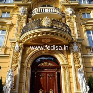 Hotel Elevation Design with Decorative Facade Panels No-9143