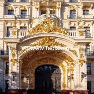 Hotel Elevation Design with Stone Cladding Style No-9154