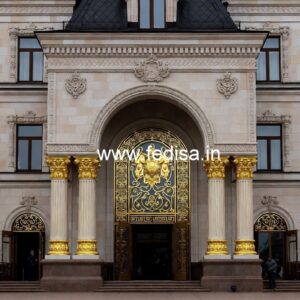 Hotel Front Exterior Design with Artistic Touch No-9171