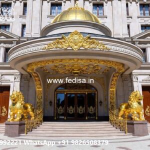 Elegant Hotel Gate Design with Brass Detailing No-9686