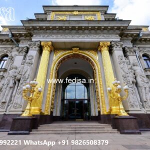 Hotel Elevation Design with Artistic Architecture No-9732