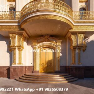 Hotel Elevation Design with Decorative Architectural Lines No-9791