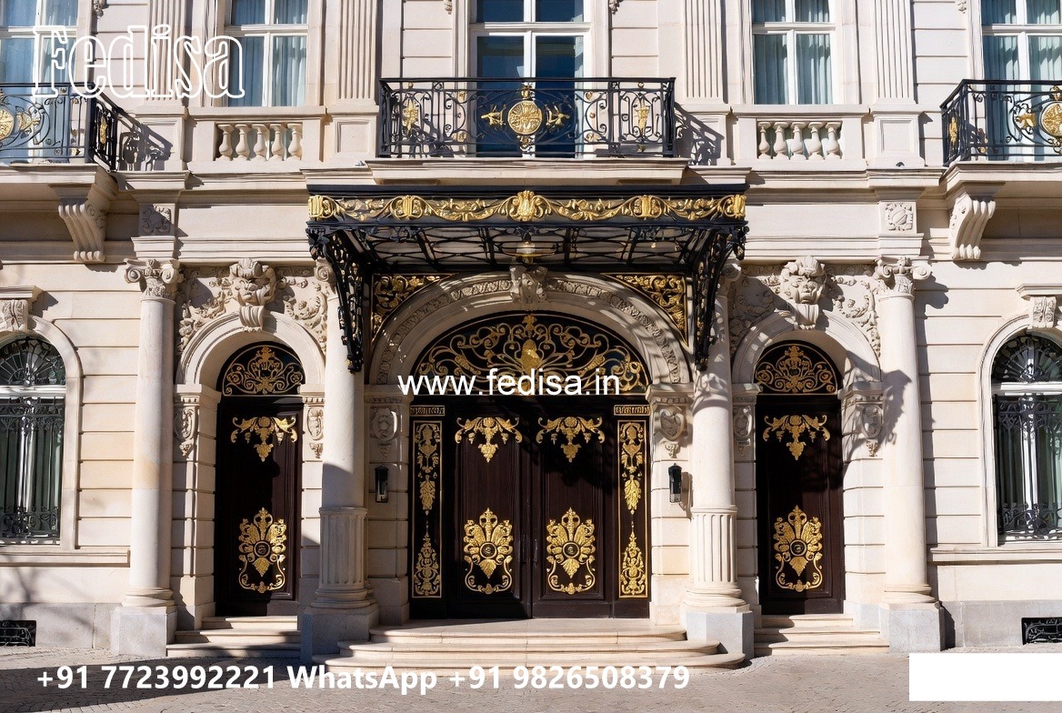 Hotel Entrance Gate Design with Marble and Brass No-10228
