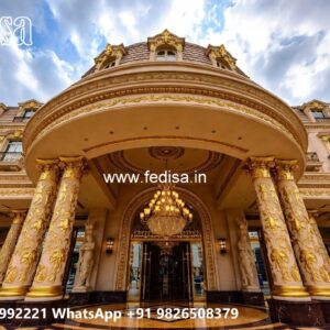 Hotel Front Elevation Design with Decorative Lighting No-10361