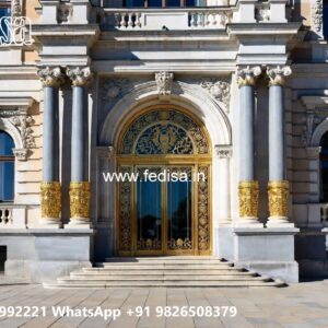 Hotel Front Elevation Design with Marble Texture No-10387