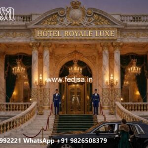 Luxury Hotel Front View with Elegant Lighting No-10750