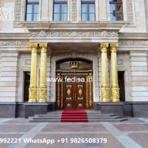 Hotel Entrance Gate Design with Marble and Brass No-10828