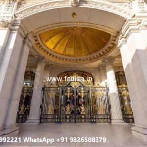 Elegant Hotel Gate Design with Brass Detailing No-10886